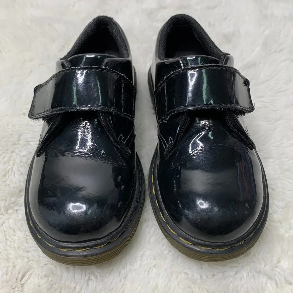 Dr Martens KAMRON T Kid's Black Patent Leather Shoes Size US 9/ EURO 26